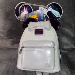 Loungefly Disney Minnie Mouse Main Attraction Space Mountain Backpack & EarSOLD